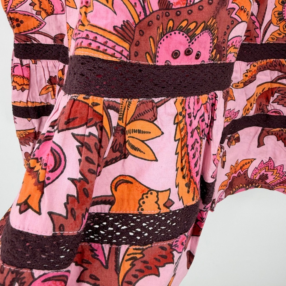 Tuckernuck Pink Ornate Chintz Dress XL Floral Tiered Mini Fairy Boho Indie NWT - Picture 6 of 9